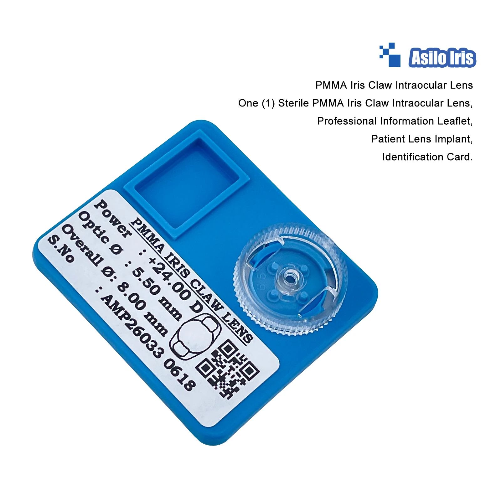 Asilo Iris PMMA Iris Claw Intraocular Lens Sterile Ophthalmic IOL 5.50mm Optic Diameter Eye Implant Lens for Cataract Surgery