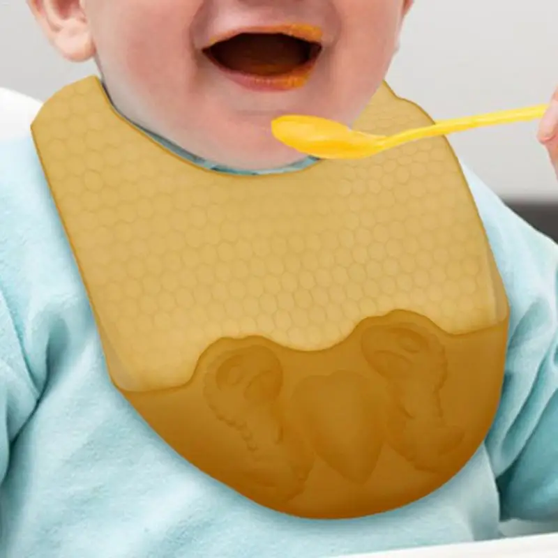 Baby Bibs Silicone Comfortable Waterproof Food Catcher Pockets Soft Silicone Baby Feeding Bib Baby Stuff Solid Feeding For Kids