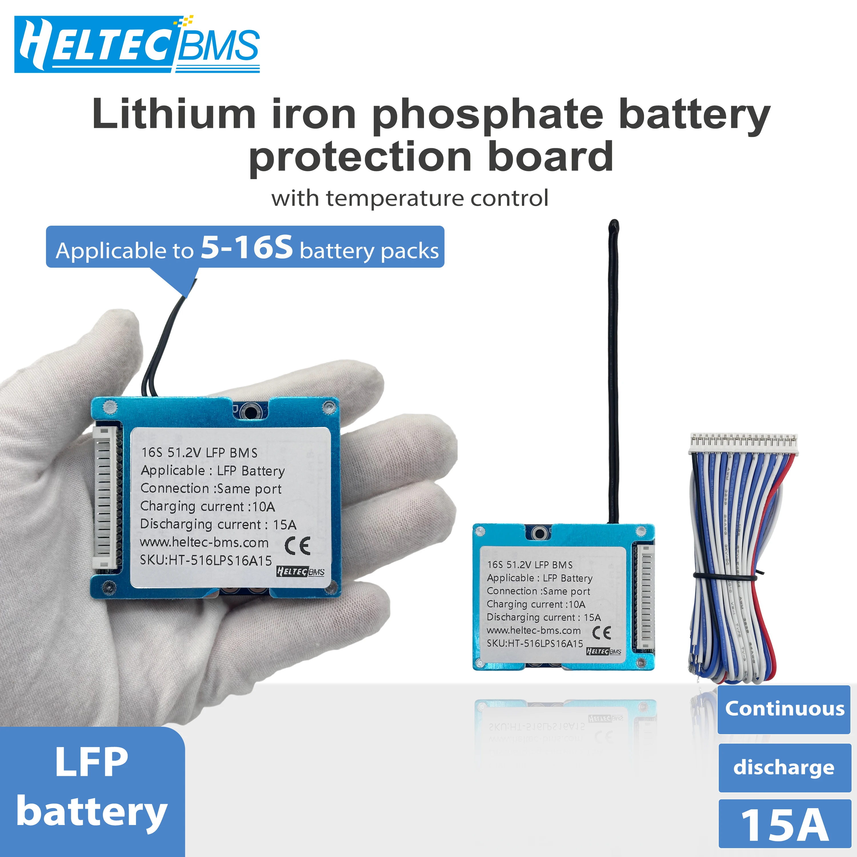 5-16S 15A Lifepo4 Bms With Temp Control Pcb 3.2V Lfp Balance Charger Board For Solar Power Tool E-Bike Scooter