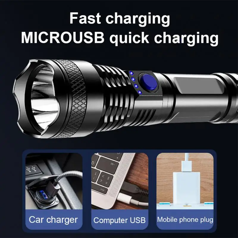 Ultra Powerful Flashlight 3000ma Usb Rechargeable Light Waterproof For Hunting Cycling Climbing Three Modes Lantern Portable