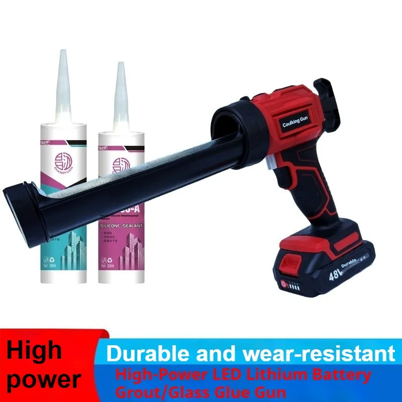 Rechargeable Electric Caulking Gun LED Light Cordless Sealant Applicator High power Tile Grouting Window Sealing Power Tool
