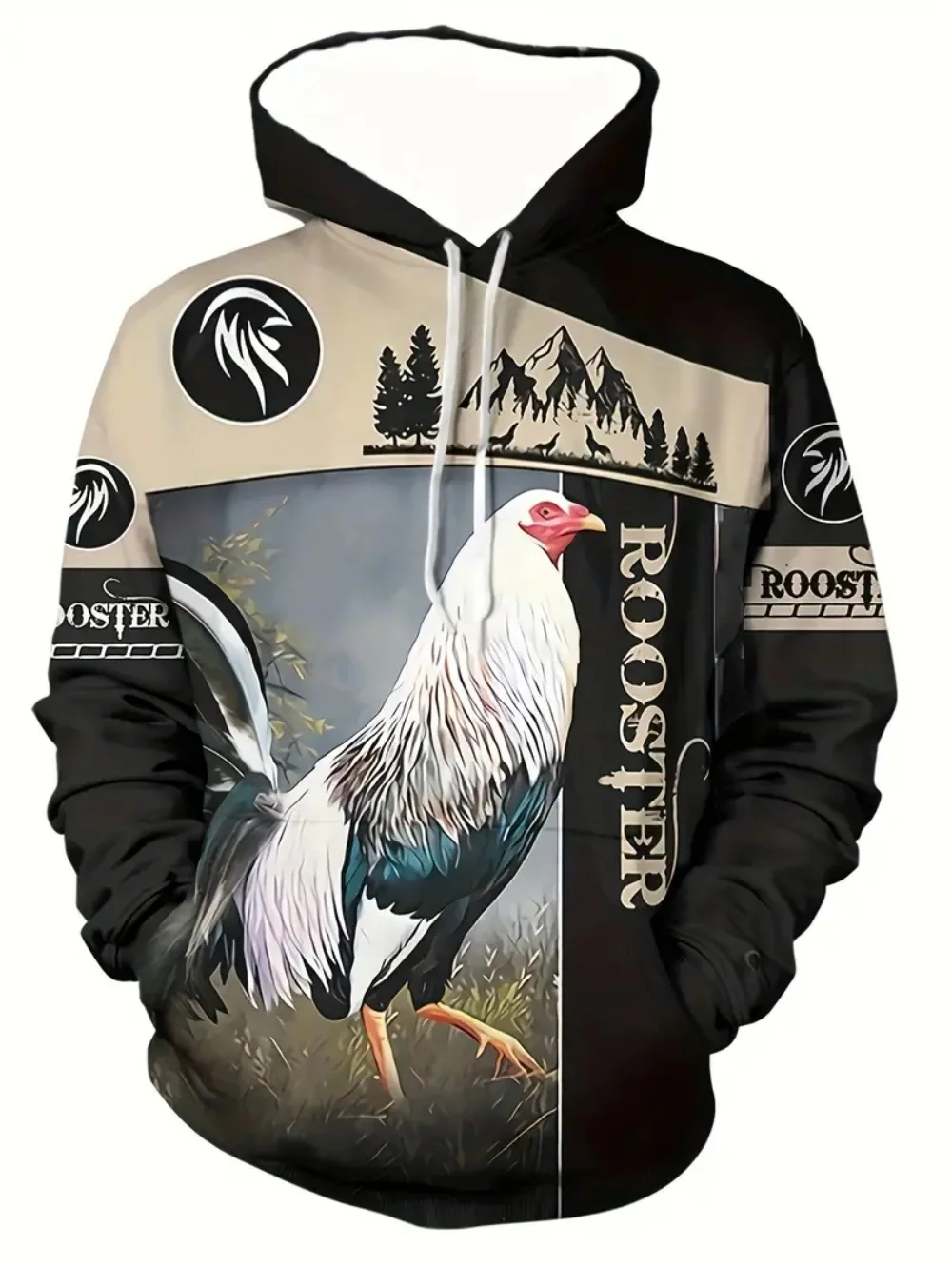 Men's Hoodies Animal Hunting Pattern Autumn Long Sleeve Tops Pullover O-Neck Clothing Outdoor Casual Streetwear Men's Sweatshirt