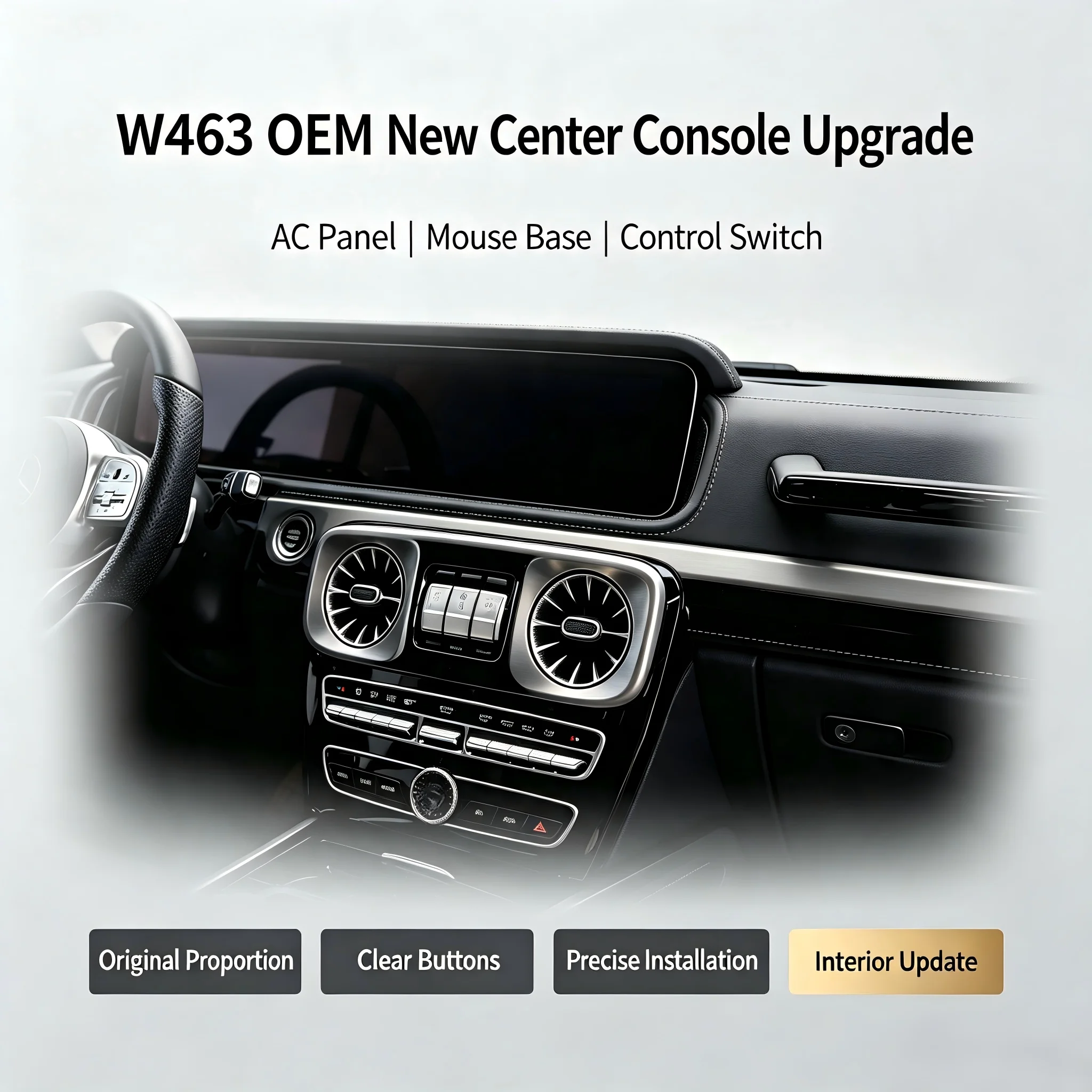 Center Console Upgrade Kit for G-Class W463 New OE Style Air Condition Panel & Touch Mouse Base Control Switch