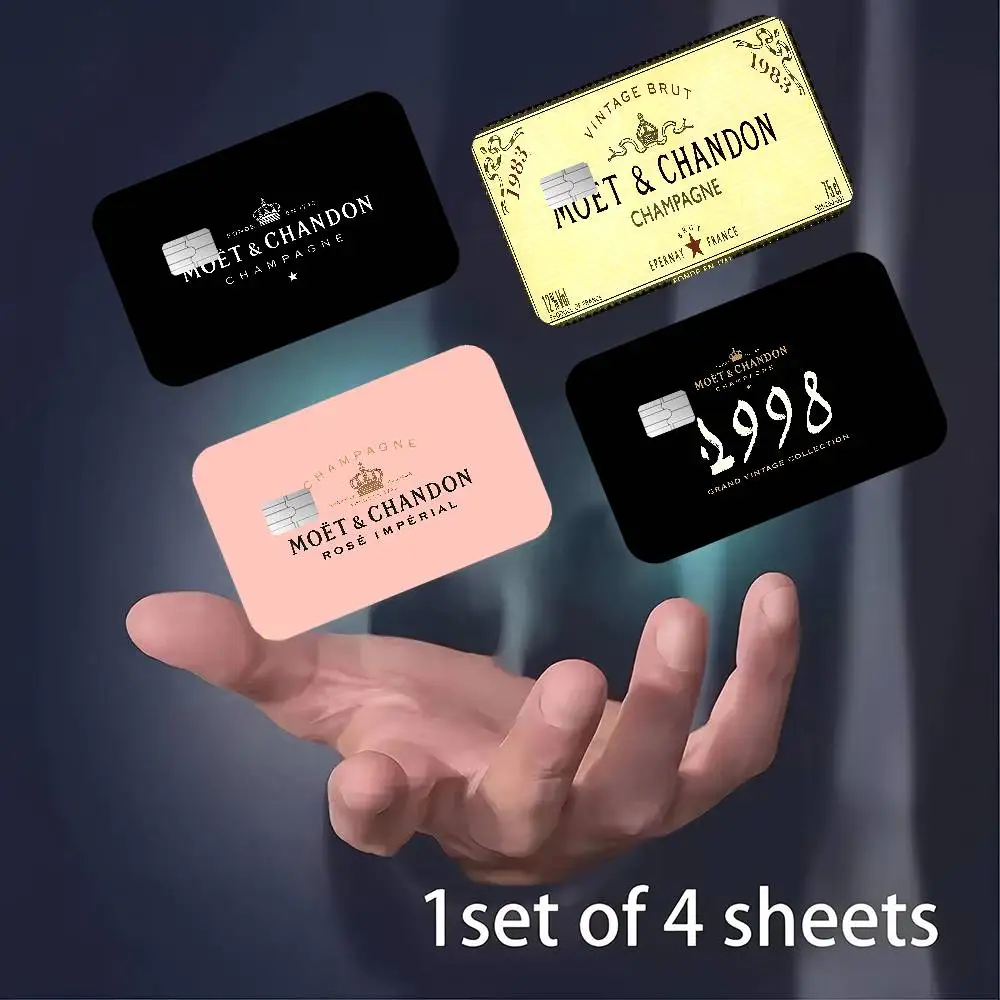 Adesivos para Cartão de Crédito da Marca M-Moet C-Chandon, Sem Resíduo de Adesivo, À Prova d'Água para Cartão de Crédito VISA e Cartão de Acesso ao Metrô