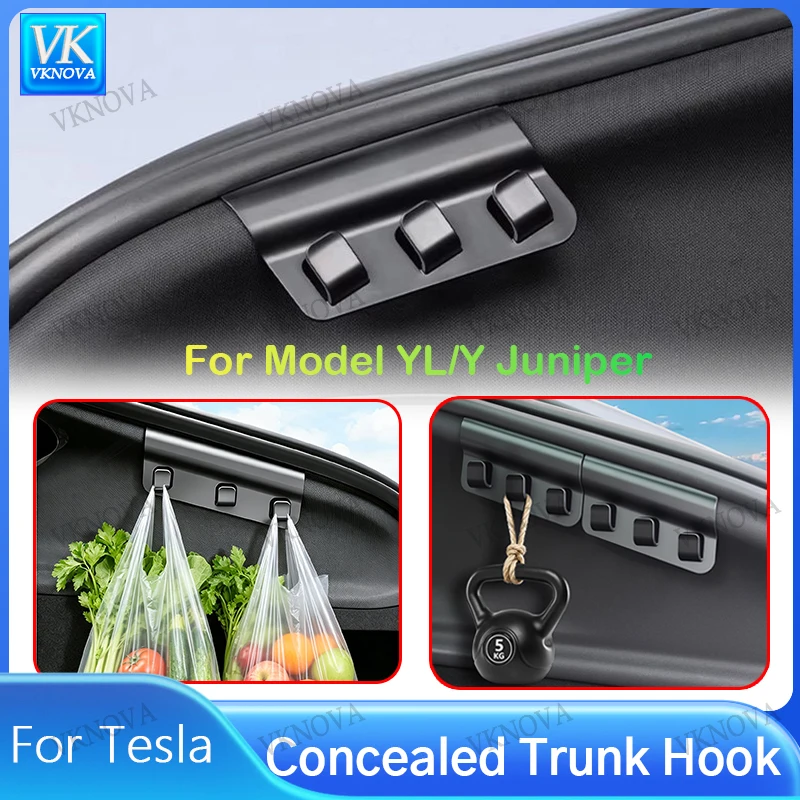 Rear Trunk Hook For New Tesla Model YL Y Juniper 2026 2025 Seat Button Cargo Grocery Shopping Bag Holder Umbrella Hanger Storage