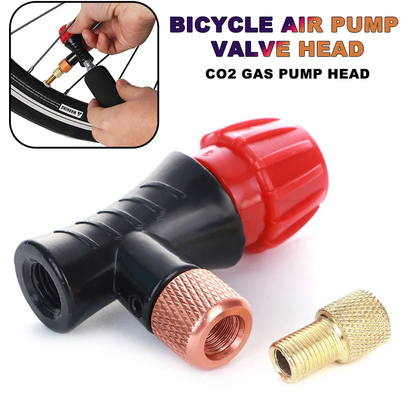 Bicycle Air Pump Valve Head Inflator Adapter CO2 Gas Pump Head Fast Inflatable Bike Inflator Head Compatible For Presta Schrader