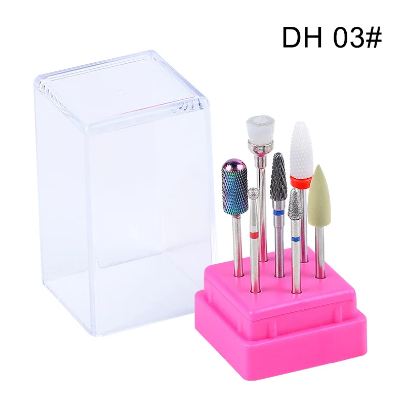 7 Stück Set Keramik Hartmetall Nagel bohrer l zum Fräsen Cutter Nagel feilen Puffer Nail Art Ausrüstung Zubehör Entfernen Gel politur