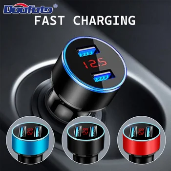 듀얼 USB 차량용 충전기, LED 디지털 고속 충전 충전기, 자동 담배 라이터 어댑터, 아이폰 샤오미, 12V, 24V, 3.1A QC3.0 