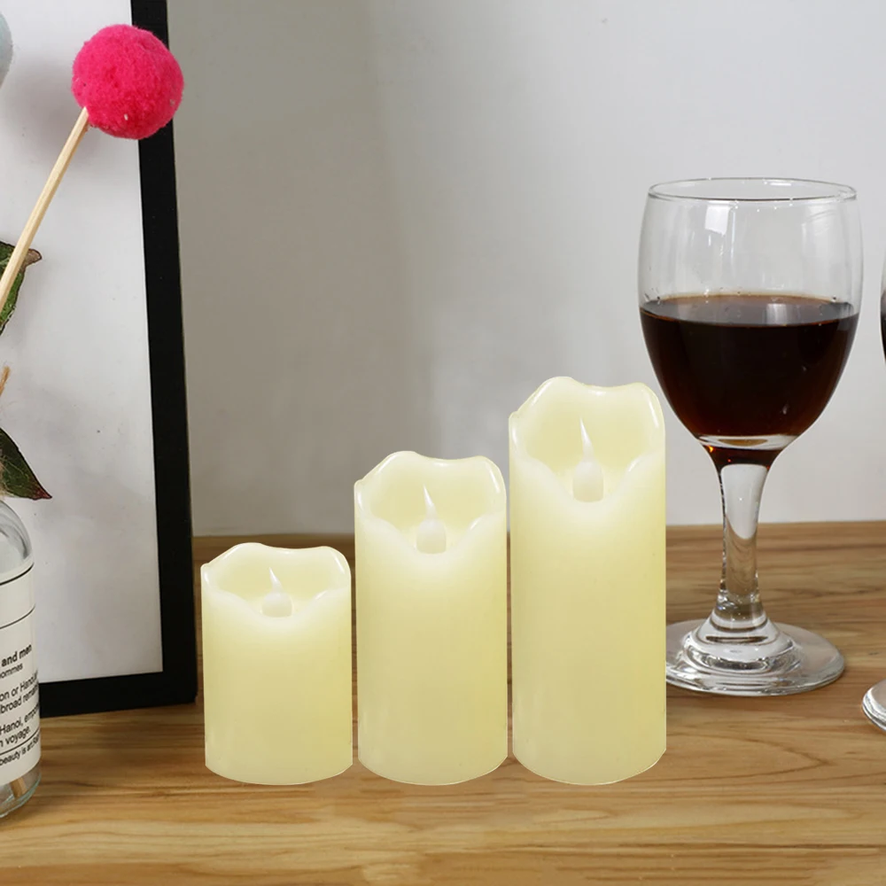 3 قطعة/المجموعة LED ضوء شمعة ، الشموع عديمة اللهب ضوء غير مستو حافة البارافين الشمع ضوء شمع بطارية تعمل LED شمعة ضوء الليل #5