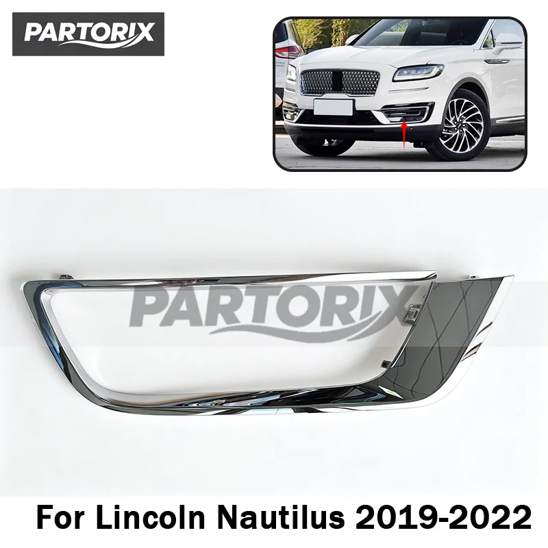 Front Bumper Fog Lamp For Lincoln Nautilus 2019 2020 2021 Fog Light Trim Chrome Cover Frame Decorative