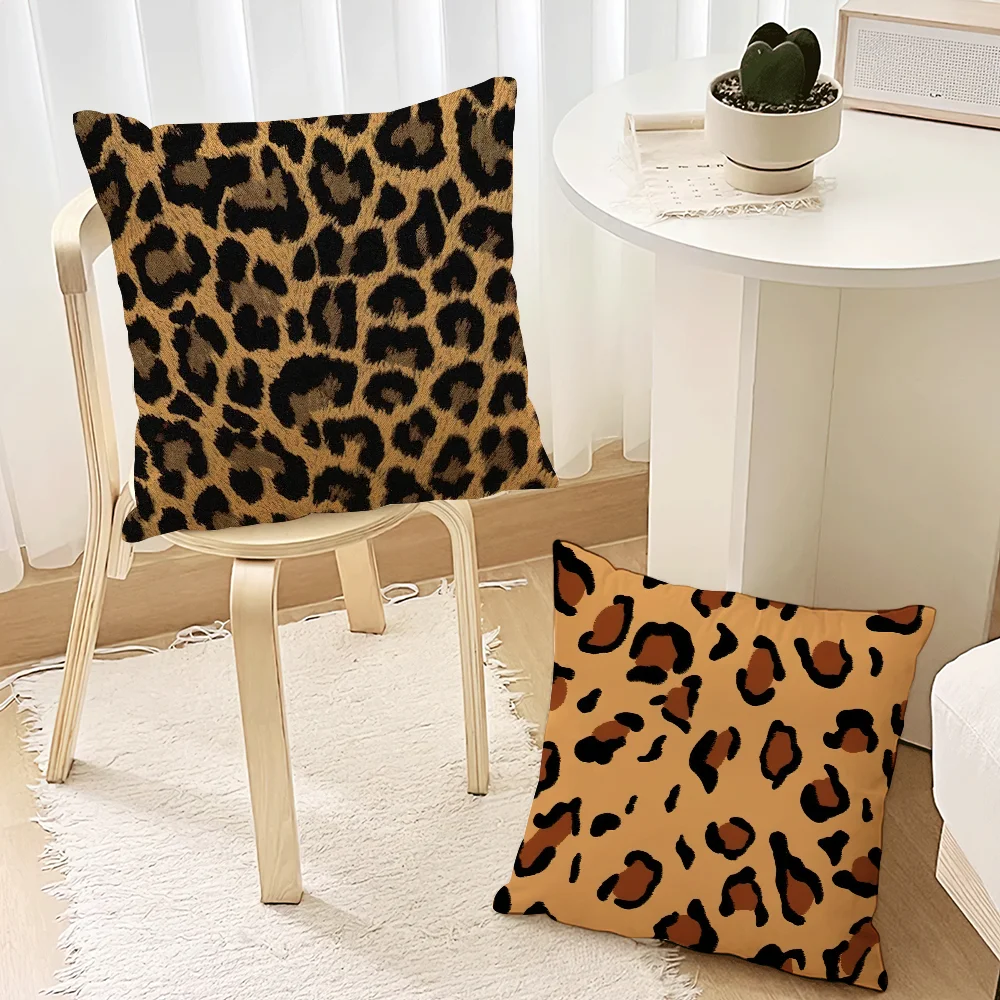 leopard print Pillow Case Living Room Accent Couch Back Support Square Lounge Restful Nap Companion ﻿