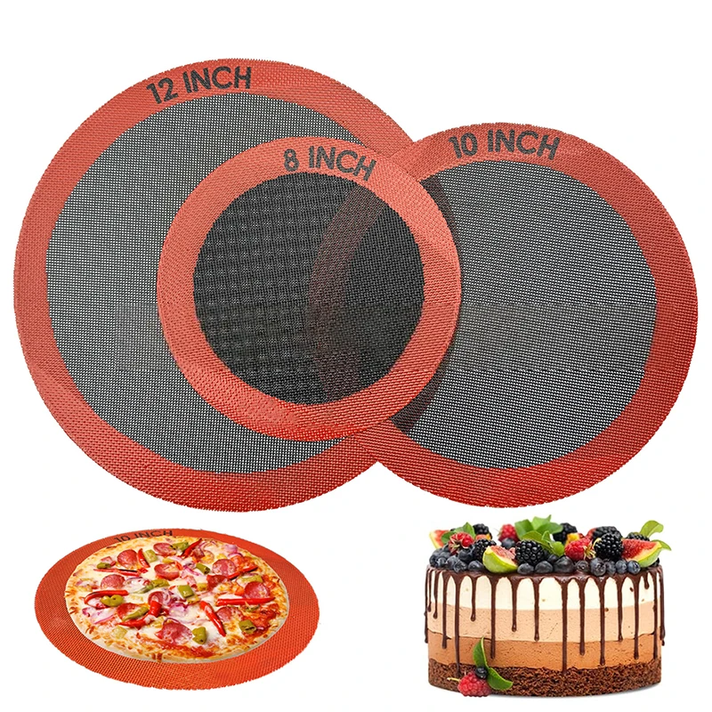1/3PCS Round Silicone Perforated Baking Mat Non Stick Reusable Baking Sheets For Pizza Bread Cake Pan Air Fryer Oven【Homeclub】