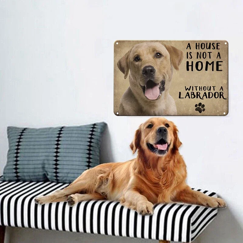 Dog Vintage Tin Signs Decorative Plaque Retro Metal Plate for Home Living Room Man Cave Cafe Farm Retro Poster Wall Art Decor