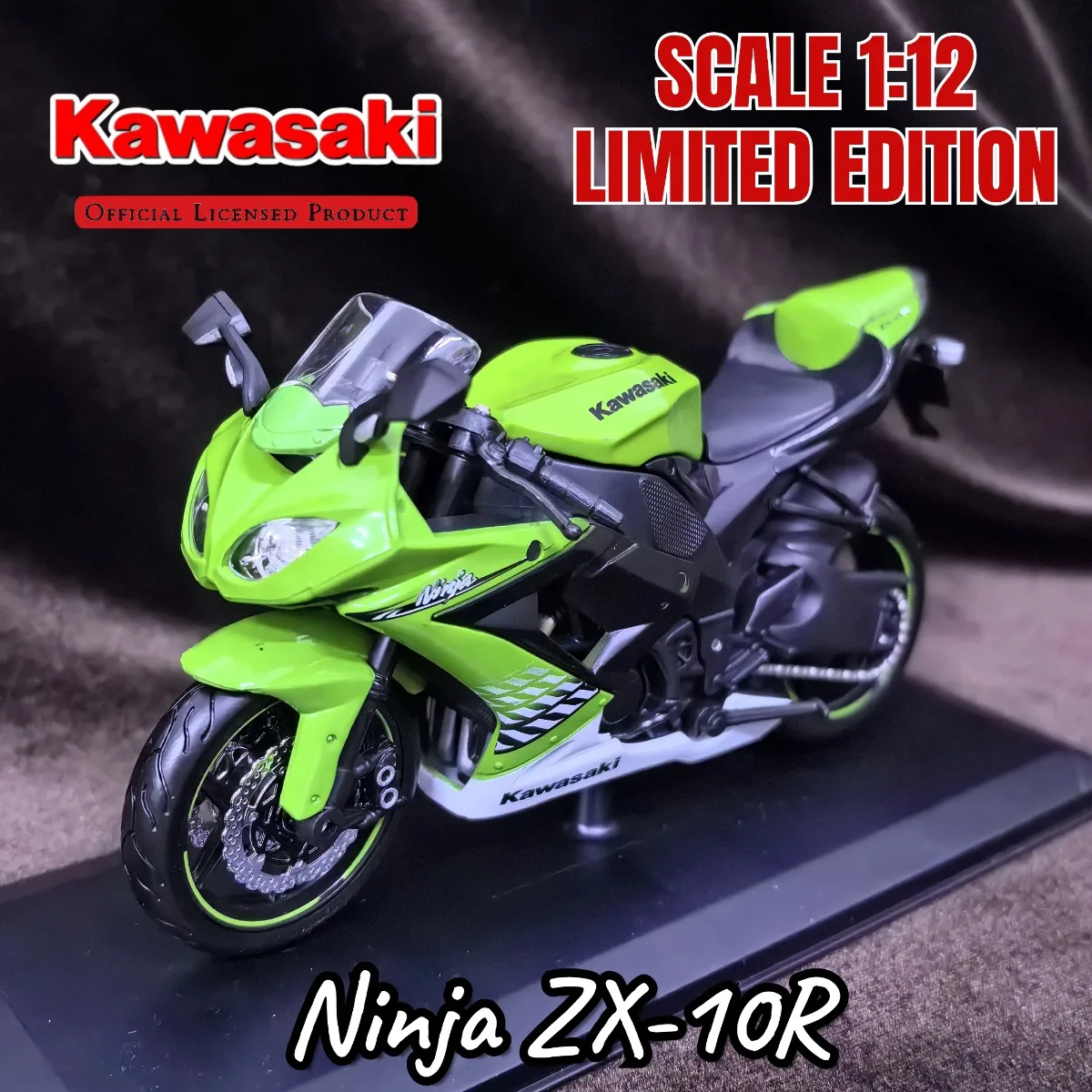 

1:12 масштаб Kawasaki Ninja ZX-10R модель мотоцикла, реплика мини-мото автомобиль миниатюрная фигурка детский рождественский подарок игрушка