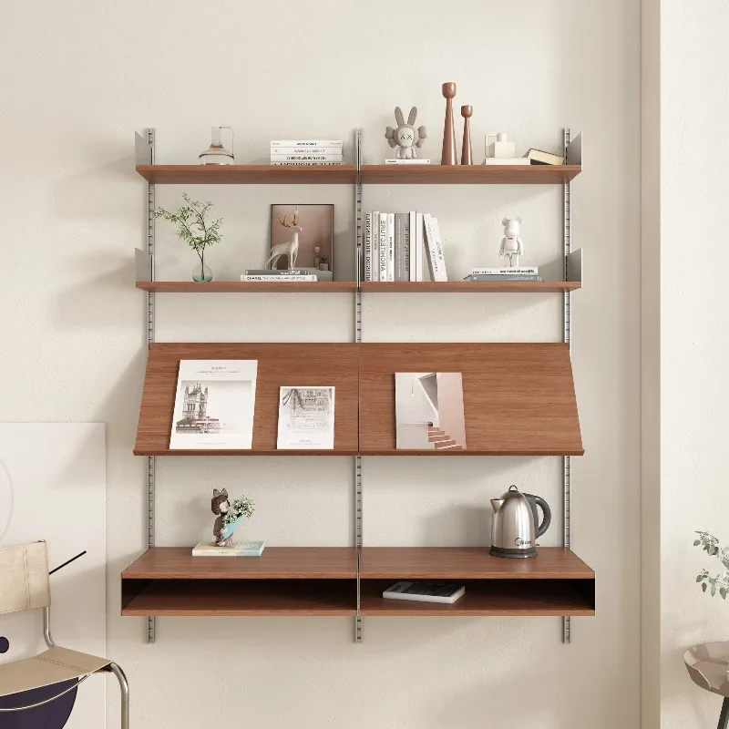 Shelf Creative Track Bookshelf Nordic Wall Shelf Solid Wood Wall Mounted Storage Shelf