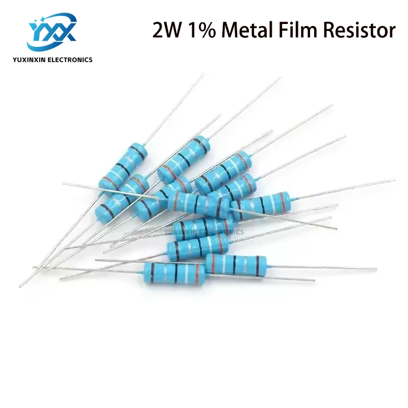100pcs 2W 금속 필름 저항기 1% 0.1R-10M 10R 22R 47R 100R 330R 1K 4.7K 10K 22K 47K 100K 330K 470K 1 2 10 22 47 100 330 1M 옴