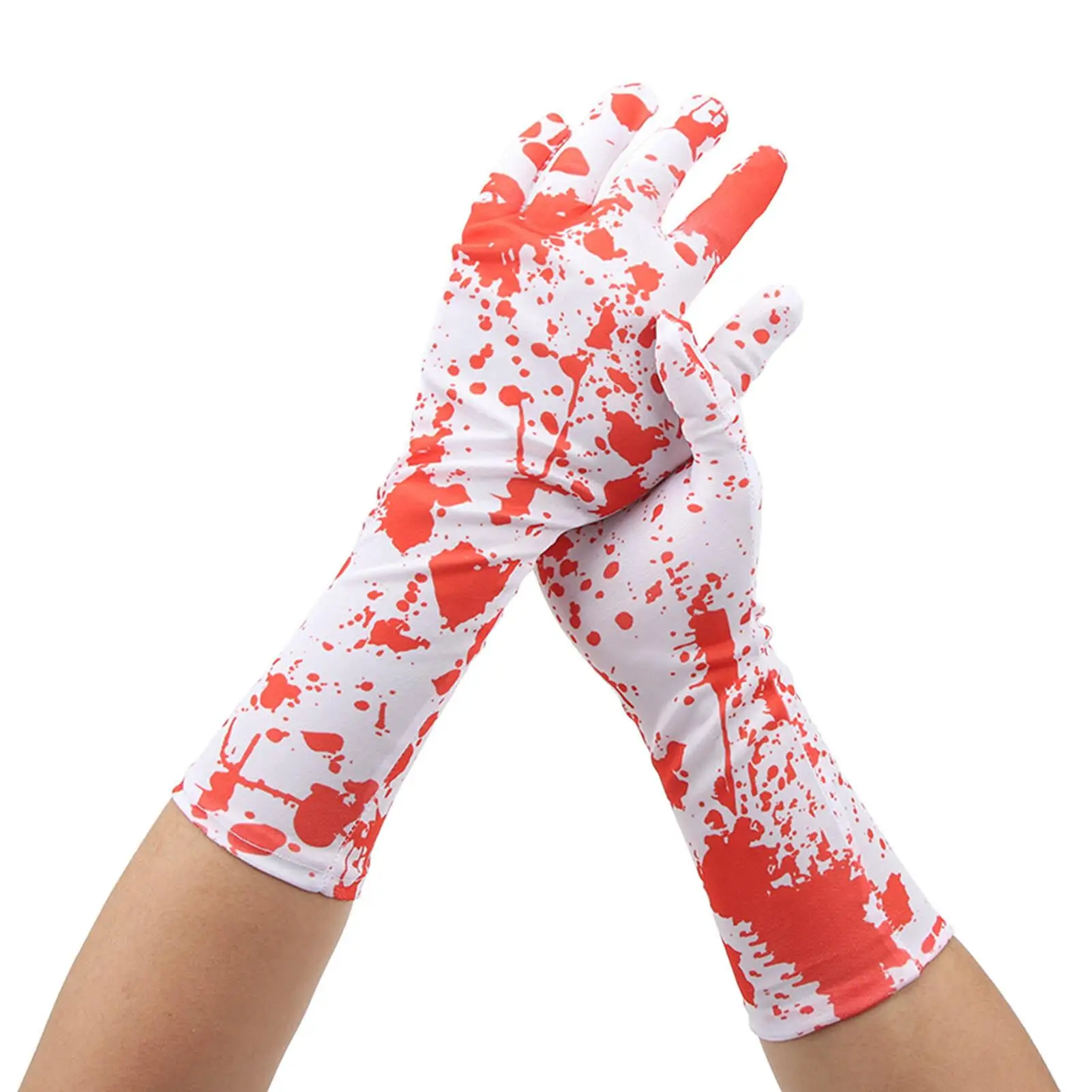 Vivid Blood Splattered Gloves - Realistic Costume Accessory for cosplay & Parties - Soft Lifelike Design, 1 Pair