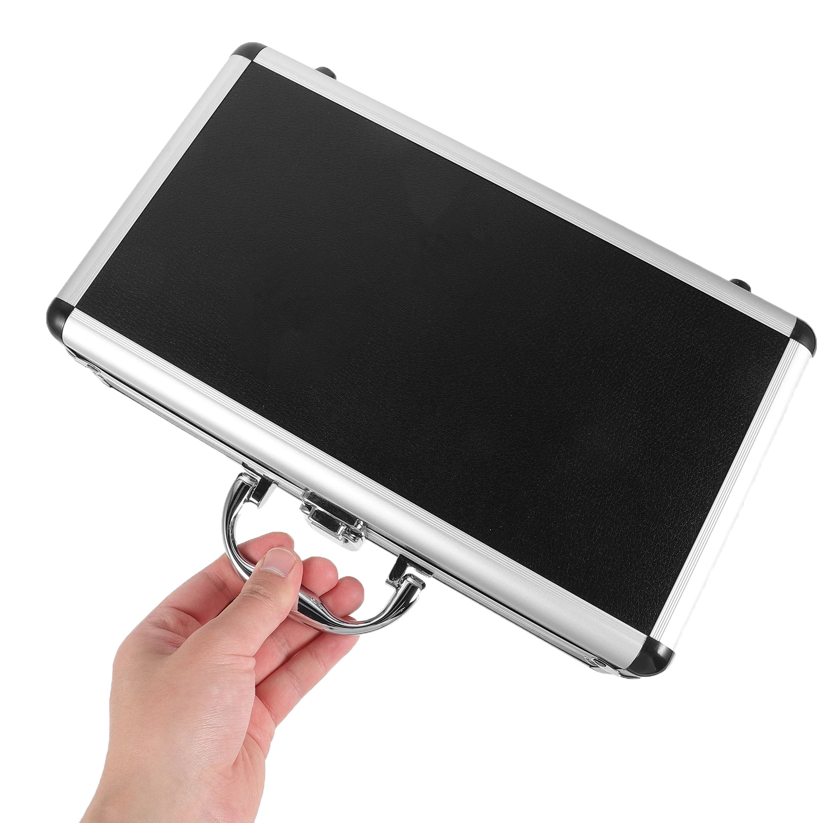 

Microphone Box Case with Handle Metal Ring Storage Black Holder Protector Travel