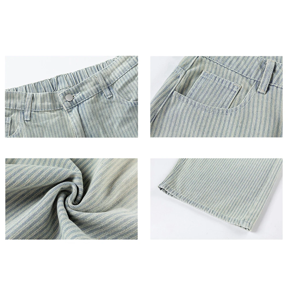 TFETTERS ذكر فضفاض الجينز السراويل 2025 جديد الخريف الشتاء الدنيم السراويل الرجال الرجعية مخطط مستقيم بنطال ذو قصة أرجل واسعة لملابس الرجل