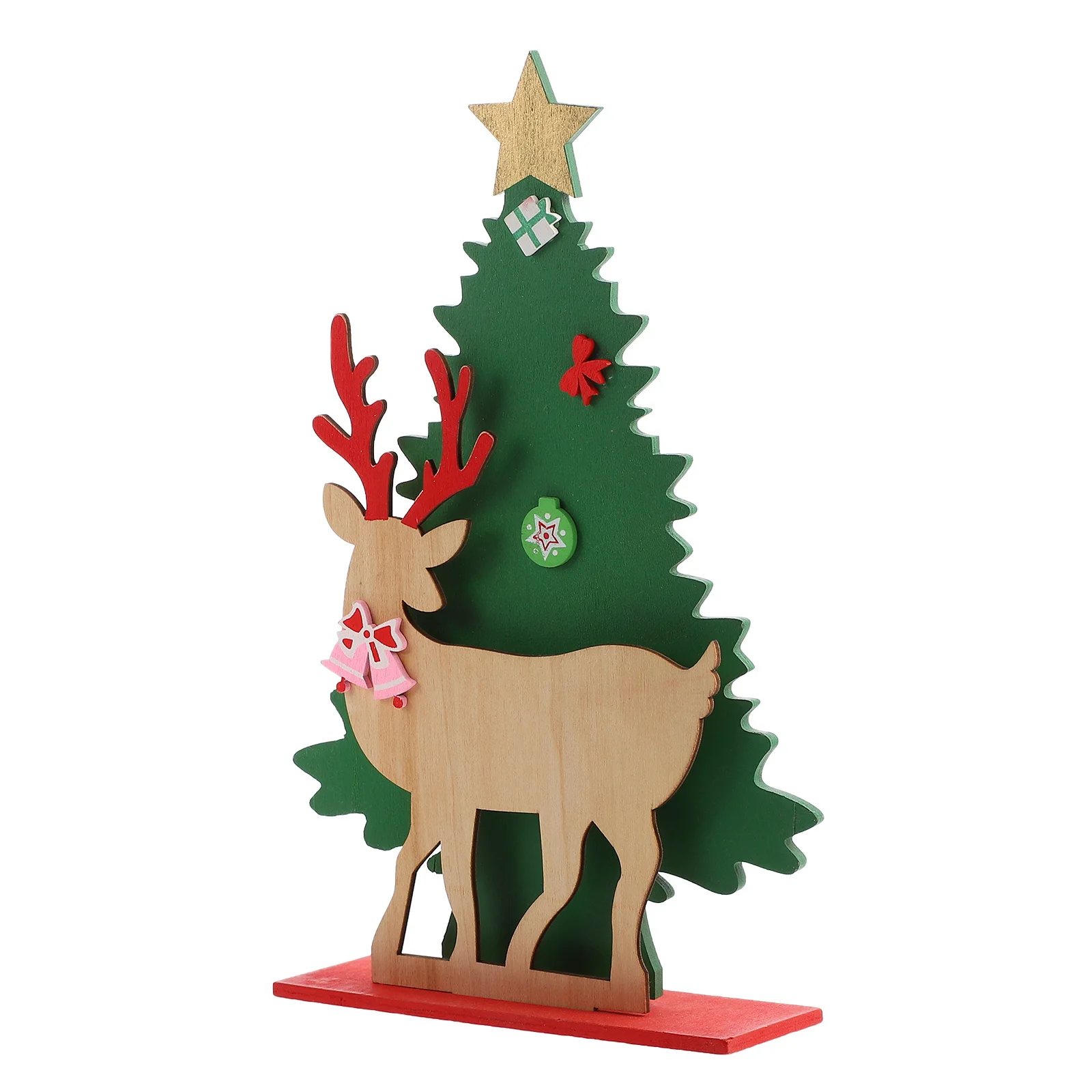 

1Pcs Wooden Christmas Desktop Ornament Colored Drawing Adornment Xmas Decoration for Room Office Table Shelf
