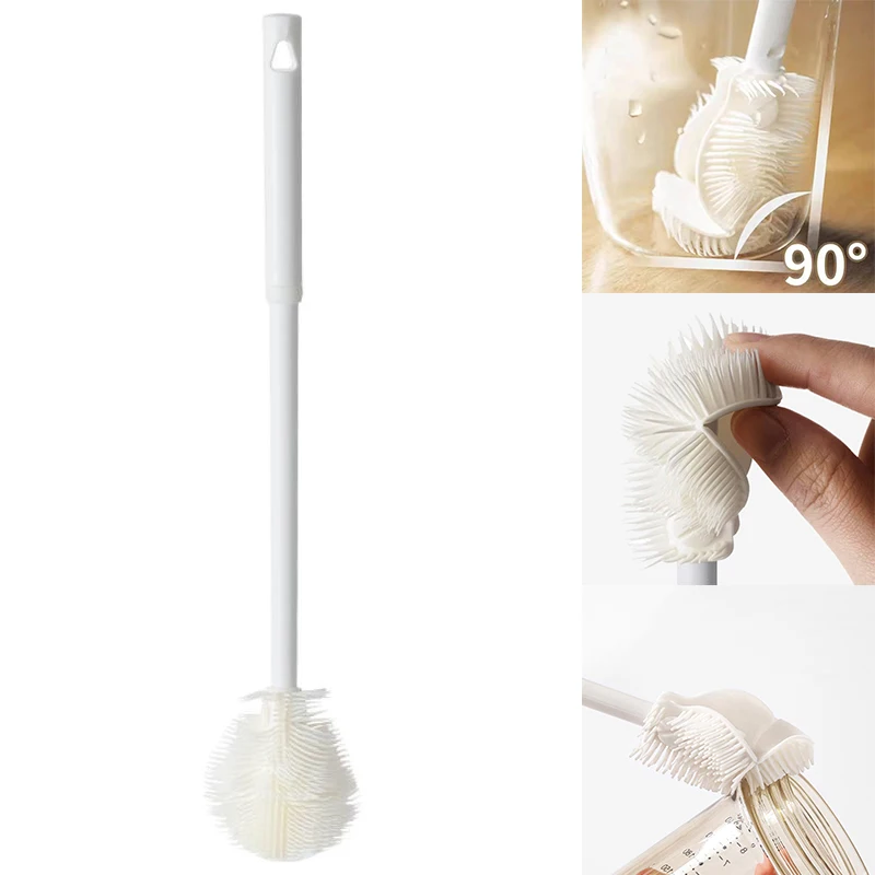 Silicone Cup Brush Cup Scrubber Glass Cleaner Kitchen Cleaning Tool Long Handle Drink Wineglass Bottle Glass Cup Cleaning Brush