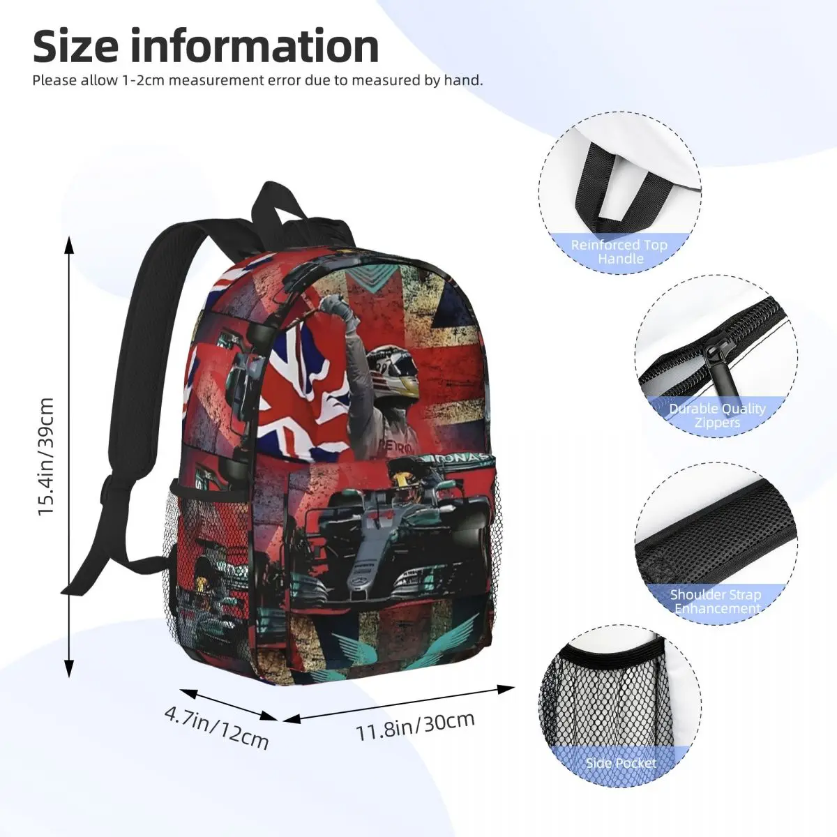 Lewis Hamilton F1 2023 Backpacks Teenager Bookbag Fashion Children School Bags Laptop Rucksack Shoulder Bag Large Capacity