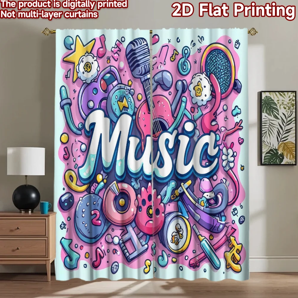 

1pc 2D flat Photography Backdrop Popular Tapestry Colorful Music Doodles 100% Polyester Anniversary for Suitable for bedroom,