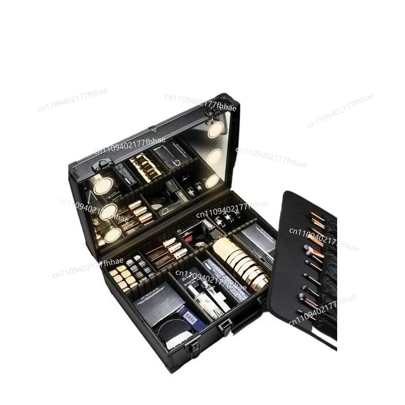 Professional Portable Light Makeup Case LED Follower Makeup Case Dimmable with Mirror Multi-layer Makeup Large