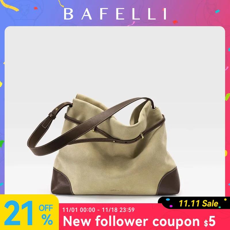 2026 ﻿Genuine Suede Women's Bag Large Capacity Crossbody Underarm Tote for Commuting Multi-functional BAFELLI Hobo Bag