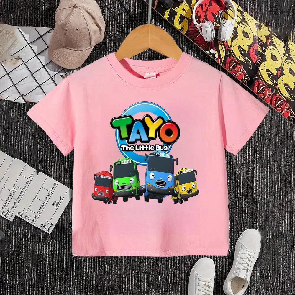 Tayo the Little Bus Rocks Kawaii Cool Hip-Hop Flavored O-neck T-shirts Loved by Boys and Girls The Perfect Gift for Your Child