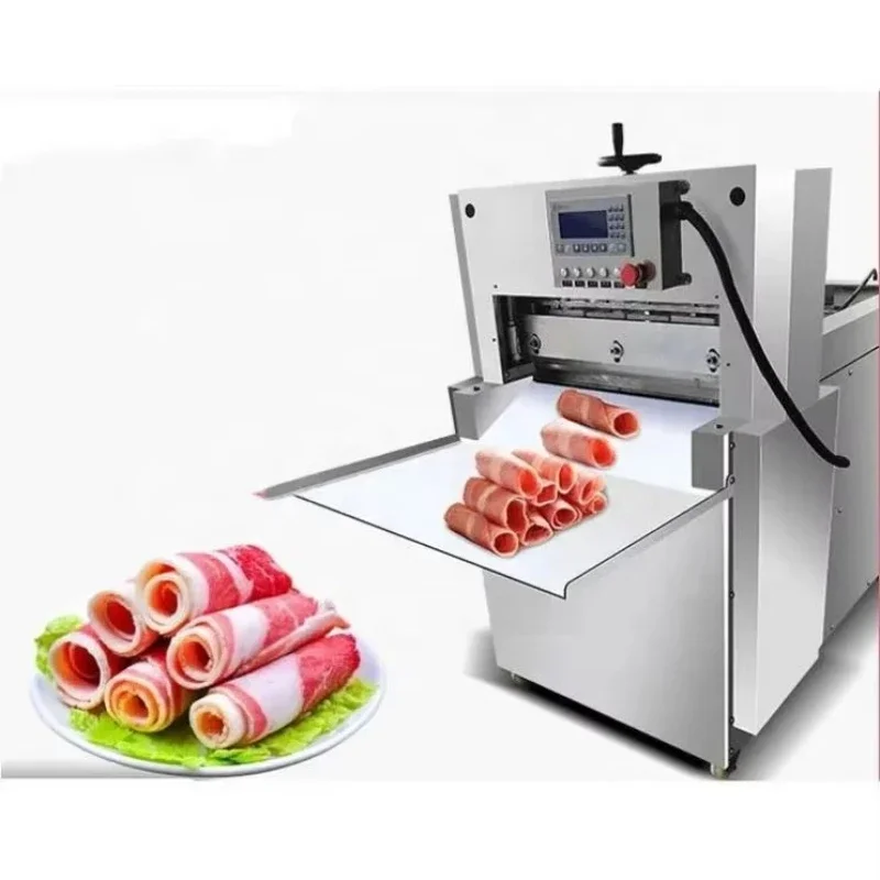 

High Performance Automatic Frozen Meat Slicer Frozen Sausage Bacon Roll Cutting Machine