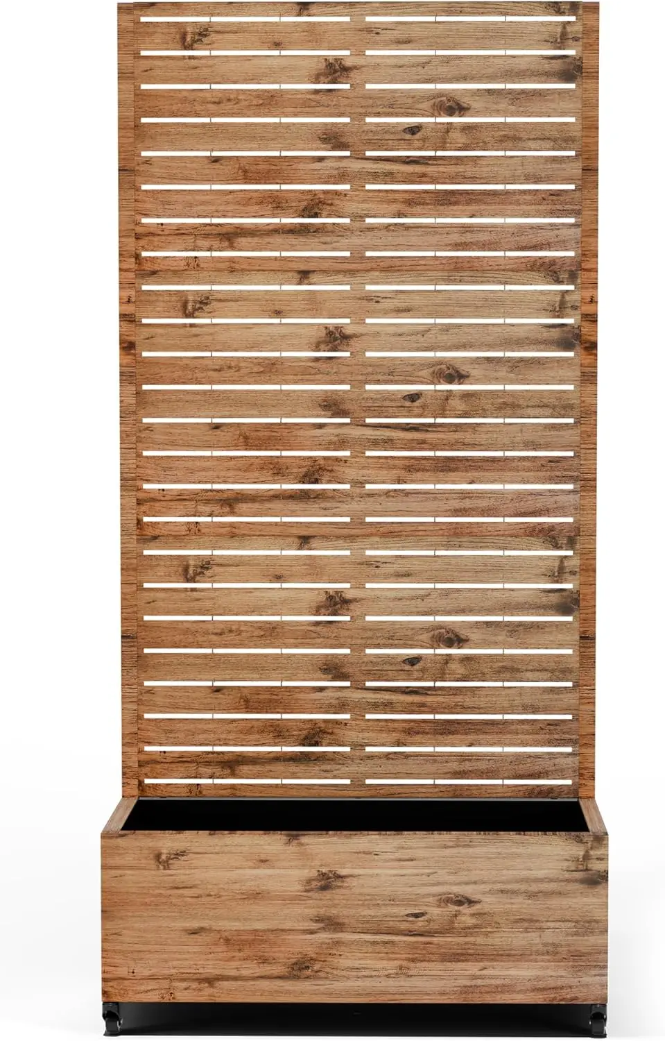 

Raised Garden Bed with Trellis and Wheels,73"x35"x16" Metal Raised Garden Bed,Brown Wood Finish Metal Planter with Climbing Trel