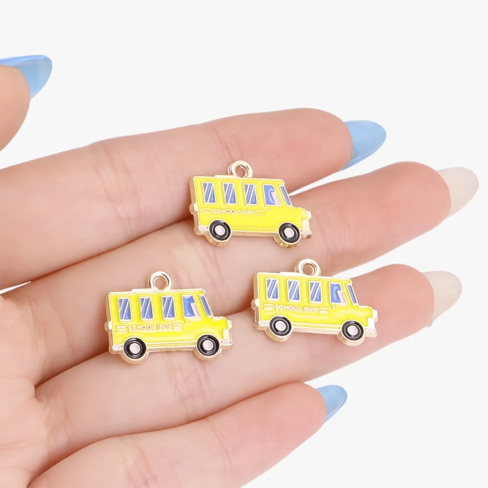 10 Stück Niedliche Emaille-Anhänger in Form von Büchern, Bleistiften, Linealen, Rucksäcken und Bussen für DIY-Schmuckherstellung, Schulbedarf, Ohrringe, Schlüsselanhänger und Schmuckgeschenke – Detail 6