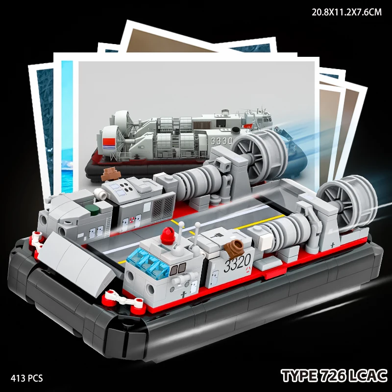 Luchtkussen Ambacht Geassembleerde Blokken Militaire Enthousiastelingen Modelleren Jongen Speelgoed Amfibische Schip Oorlogsschip Cruiser Ornamenten