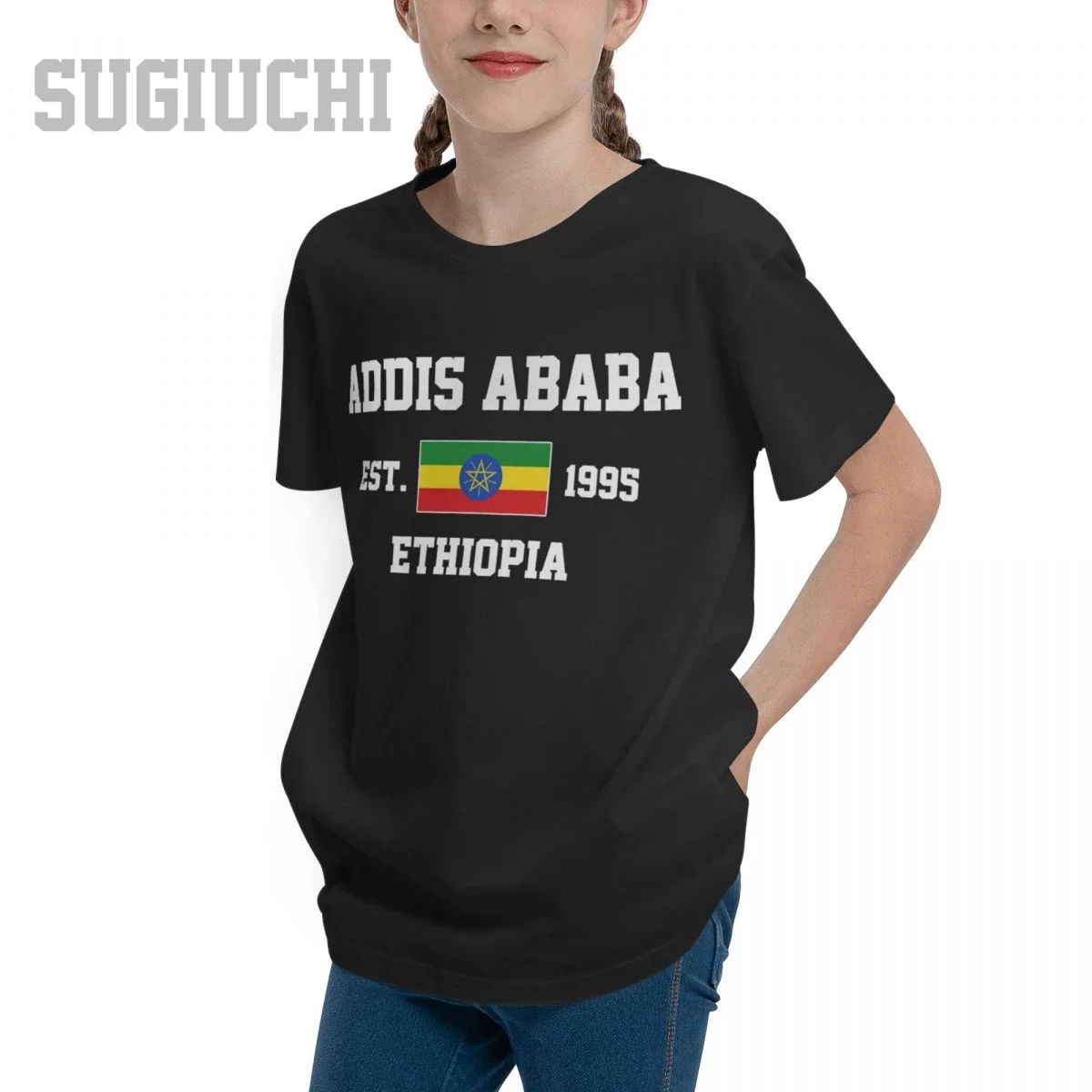 Unisex Youth Boy/Girl Ethiopia EST.1995 Addis Ababa Capital T-shirt Kids tshirt tee 100% Cotton T Shirt o-neck short Children