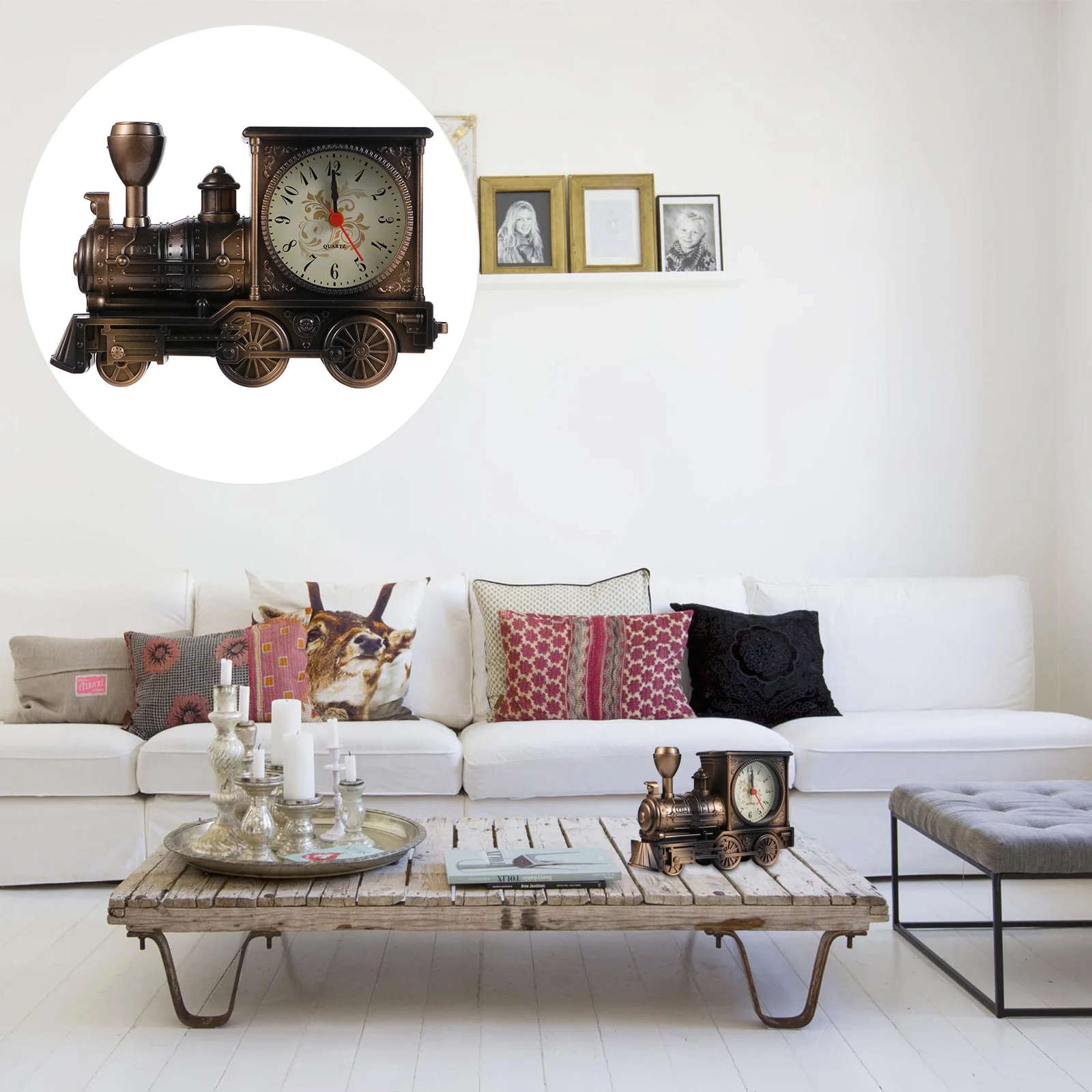 Train Alarm Clock Office Vintage Home Decor Aesthetic Room Old Fashioned Plastic Bookshelf Small Analog Desk