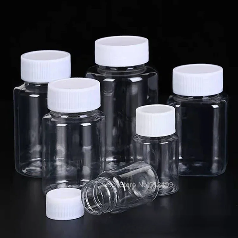 30/50/100ml Empty Filling Capsule Bottle Transparent Plastic Large Mouth Bottle Wide Mouth Bottle With Cap Sealing Bottling