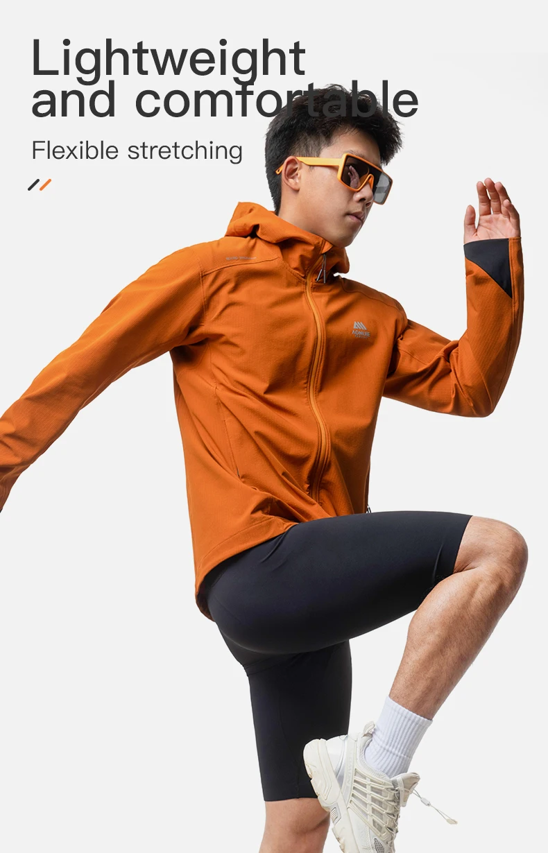 AONIJIE FM5207 Men Windproof Jacket Autumn and Winter Windproof Warm Outdoor Water-repellent Hiking Top Hooded Running Jacket