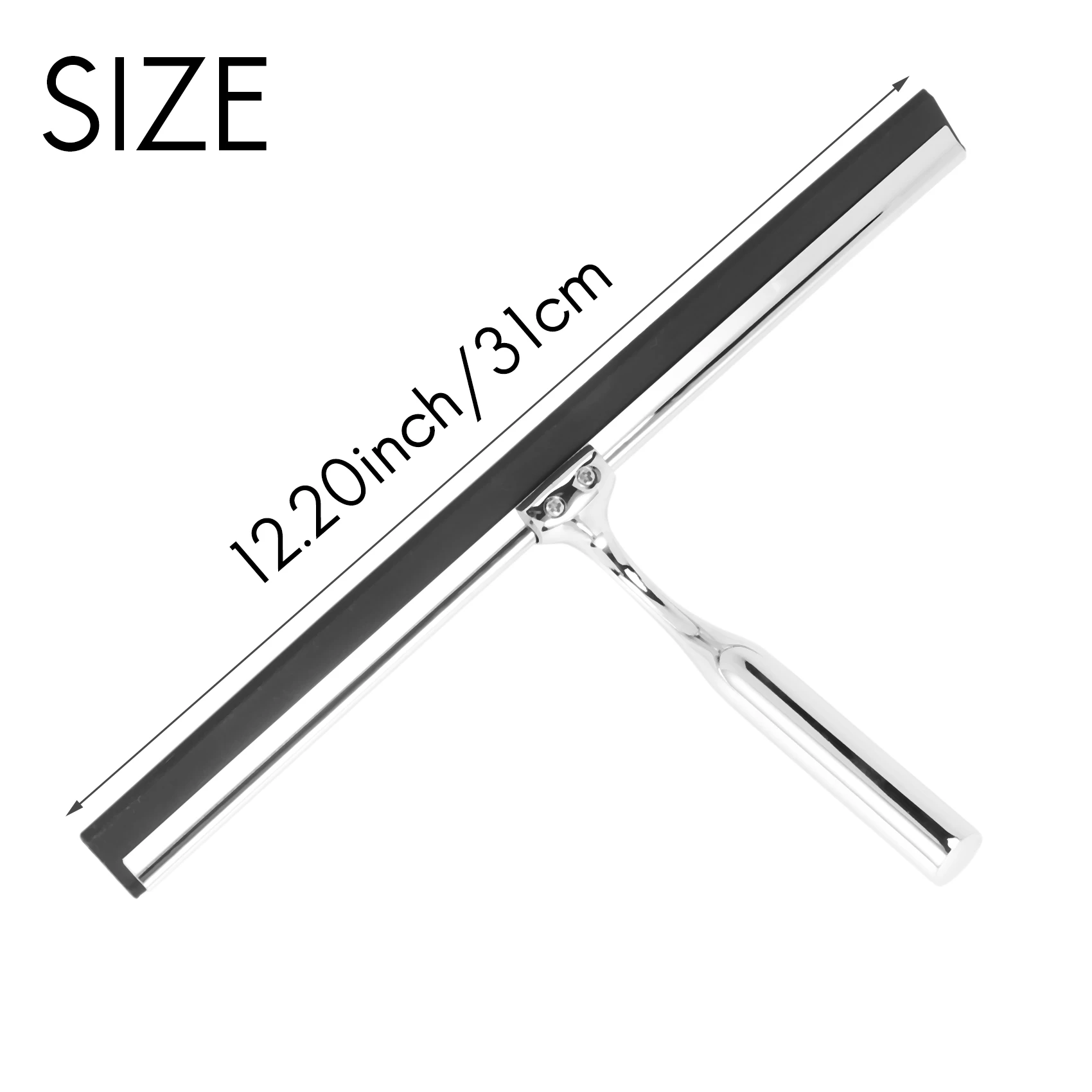 X10A Squeegee Stainless Steel Shower Wiper 31cm Shower Squeegee Without Drilling Window Puller with Wall Hanger 2 Silicone