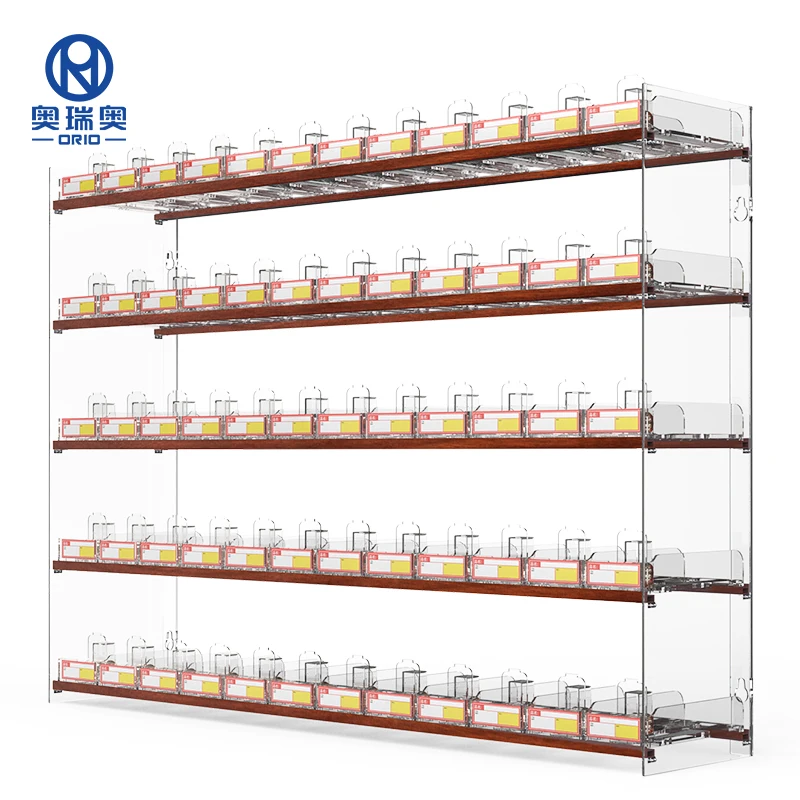 Cigarettes Display Stand Holder with Automatic Pusher Rack Supermarket Store Smoke Holder Cosmetic Nail Polish Ladder Rack Shelf