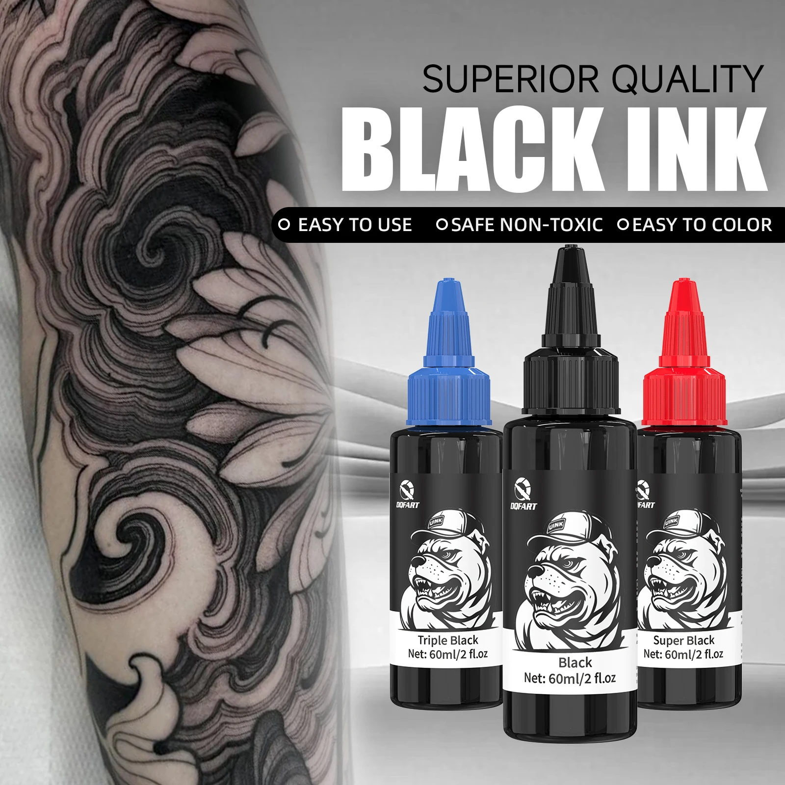 60ML/Bottle Black Tattoo Ink Set Professional Tattoo Pigment Skin Body Art Tattoo Ink For Tattoo Supplies