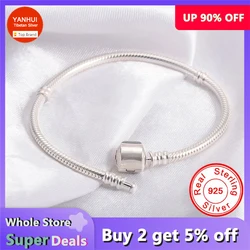 With Certificate 100% Original 925 Sterling Silver Bracelet DIY Pendants Beads Charms 3mm Soft Chain Fashion Accessories