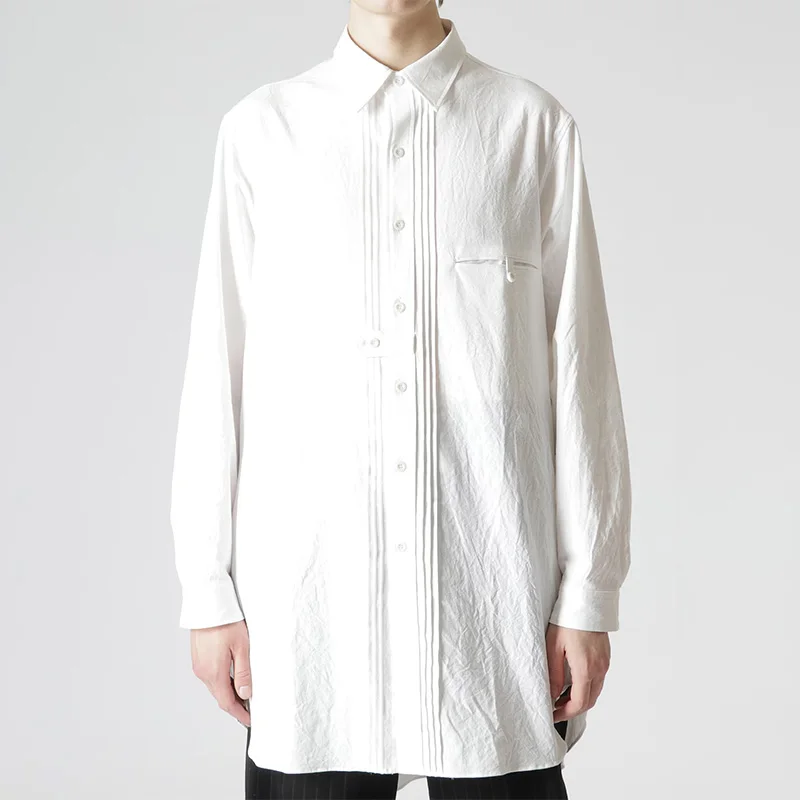 

35/5000 YOJI OOAK original design Indian cotton scarf embellished white shirt long sleeve design feel pinched top dark