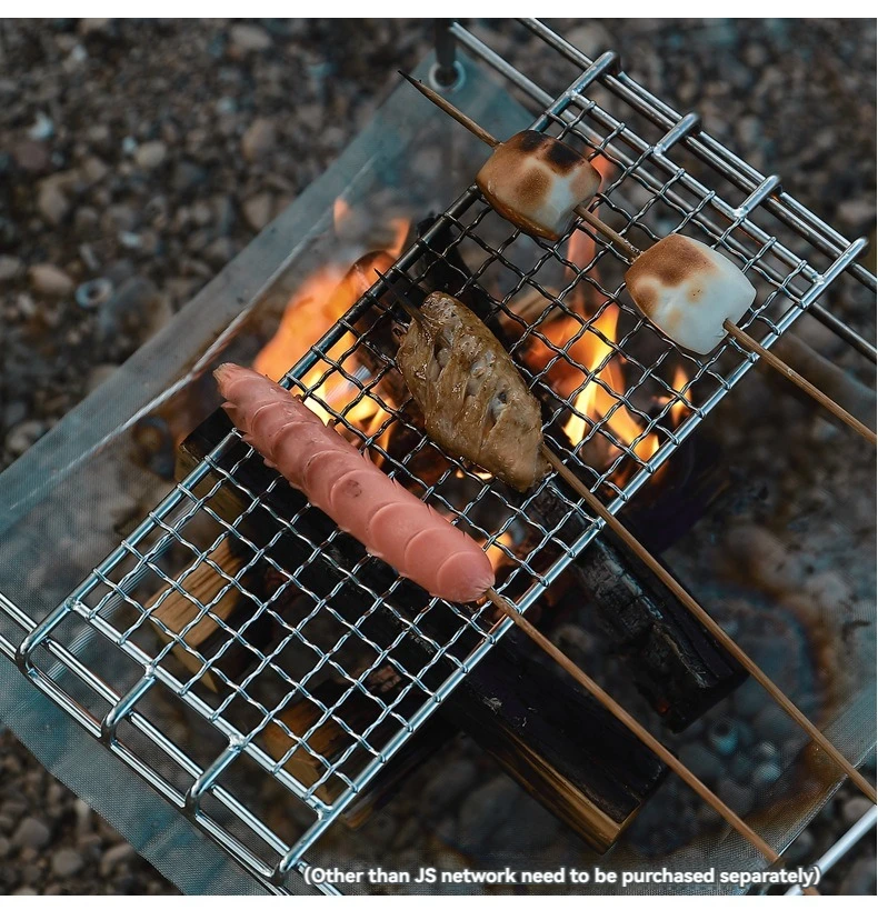 CAMPINGMOON Outdoor Travel Camping Stainless Steel Large, Medium and Small J Series Square Grid Barbecue Net