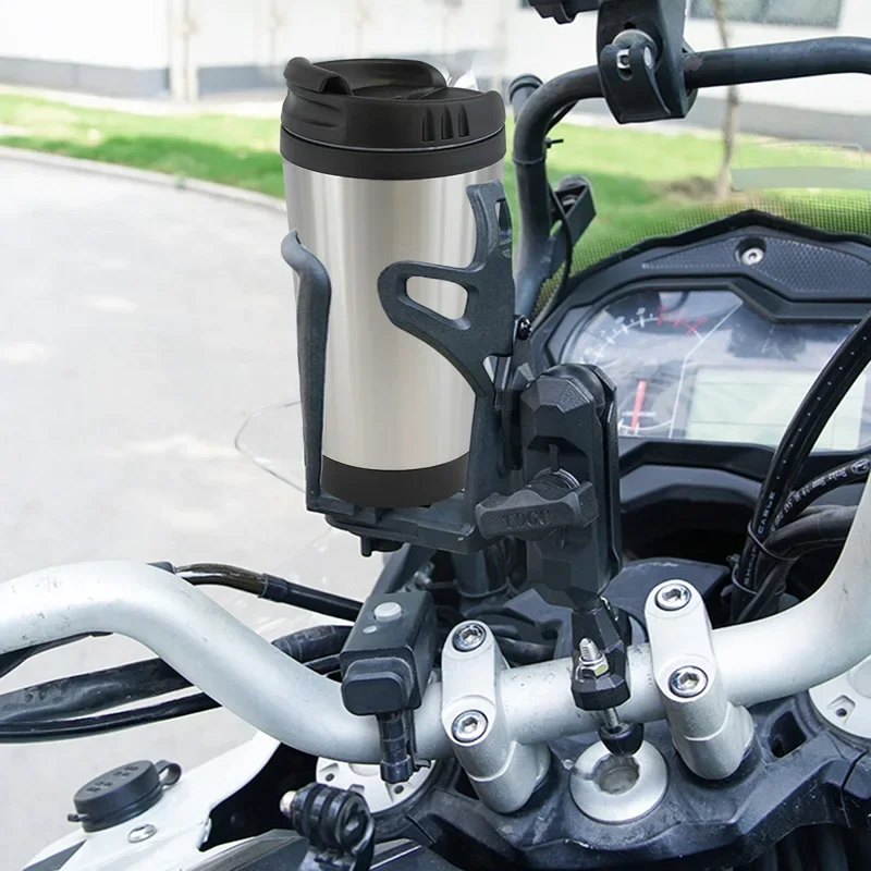 أسود عالمي للدراجات النارية كأس الماء حامل قابل للتعديل المشروبات حامل زجاجة شرب حامل البلاستيك للدراجات النارية سكوتر الدراجات #2