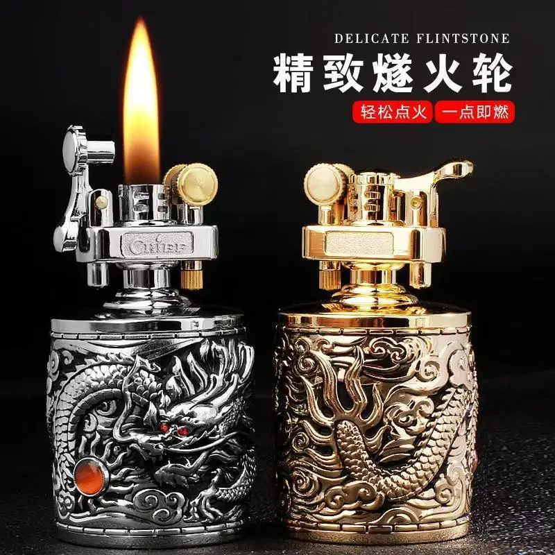 Leader Kerosiene Lighter CF206 Xiangyun Feilong Three-dimensional Relief Dragon Pillar Large Office Living Room Ornament
