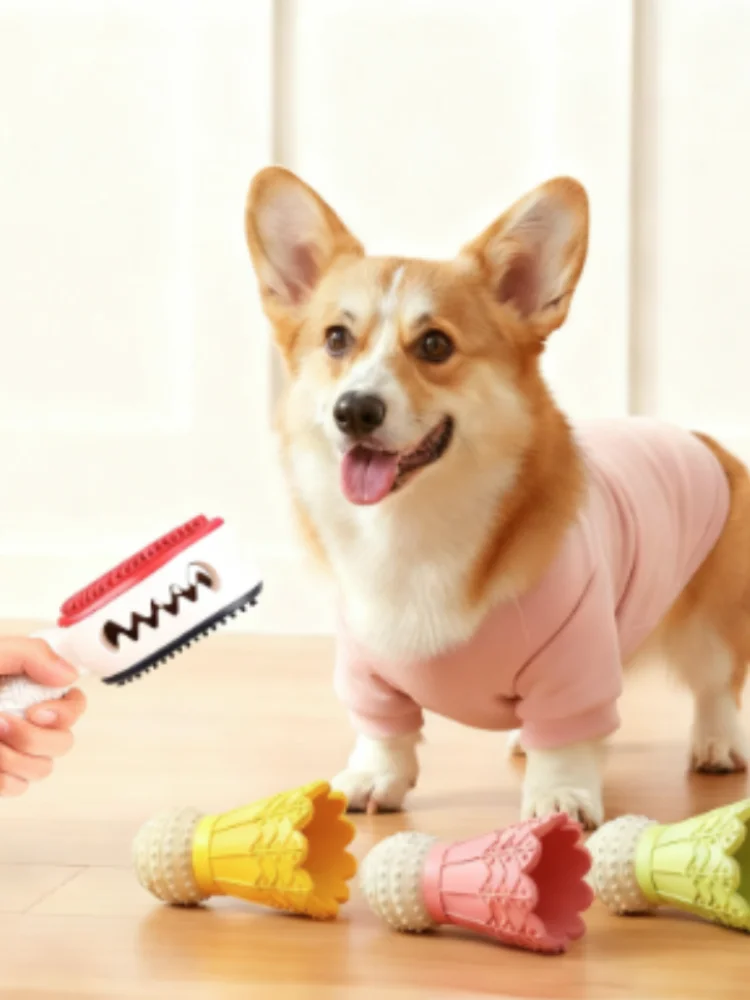 Jouet interactif à mâcher en forme de Badminton pour chien, résistant aux morsures, soulage l'ennui, bâton de meulage des dents, Puzzle pour chiens, auto-amusant