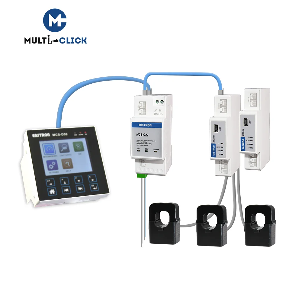 Eastron Multi Click Solution Max of 32 X 3 Phase RS485 Modbus RTU and Ethernet Modbus TCP Communication Energy Meter