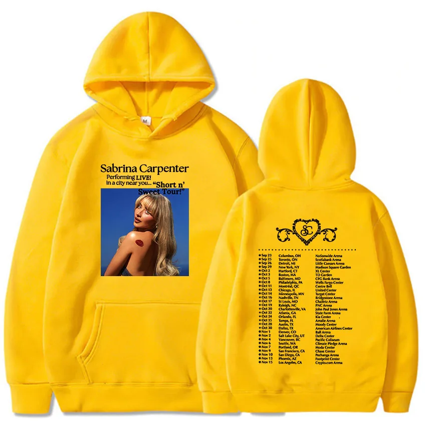 Short N\' Sweet Album 2024 Tour Hoodies Sabrina Carpenter Singer Graphic Sweatshirts Sudadera Mujer Winter Hooded Fleece Pullover