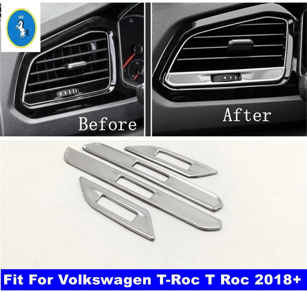 

Matte Car Interior Front Air Conditioner AC Outlet Vent Adjustment Cover Trim Accessories For Volkswagen T-Roc T Roc 2018 - 2021